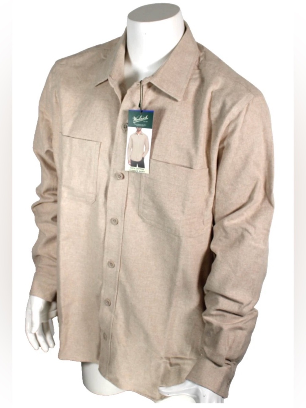 New WOOLRICH Chamois Men's Size XL Tan 100% Cotton Long Sleeve Shirt